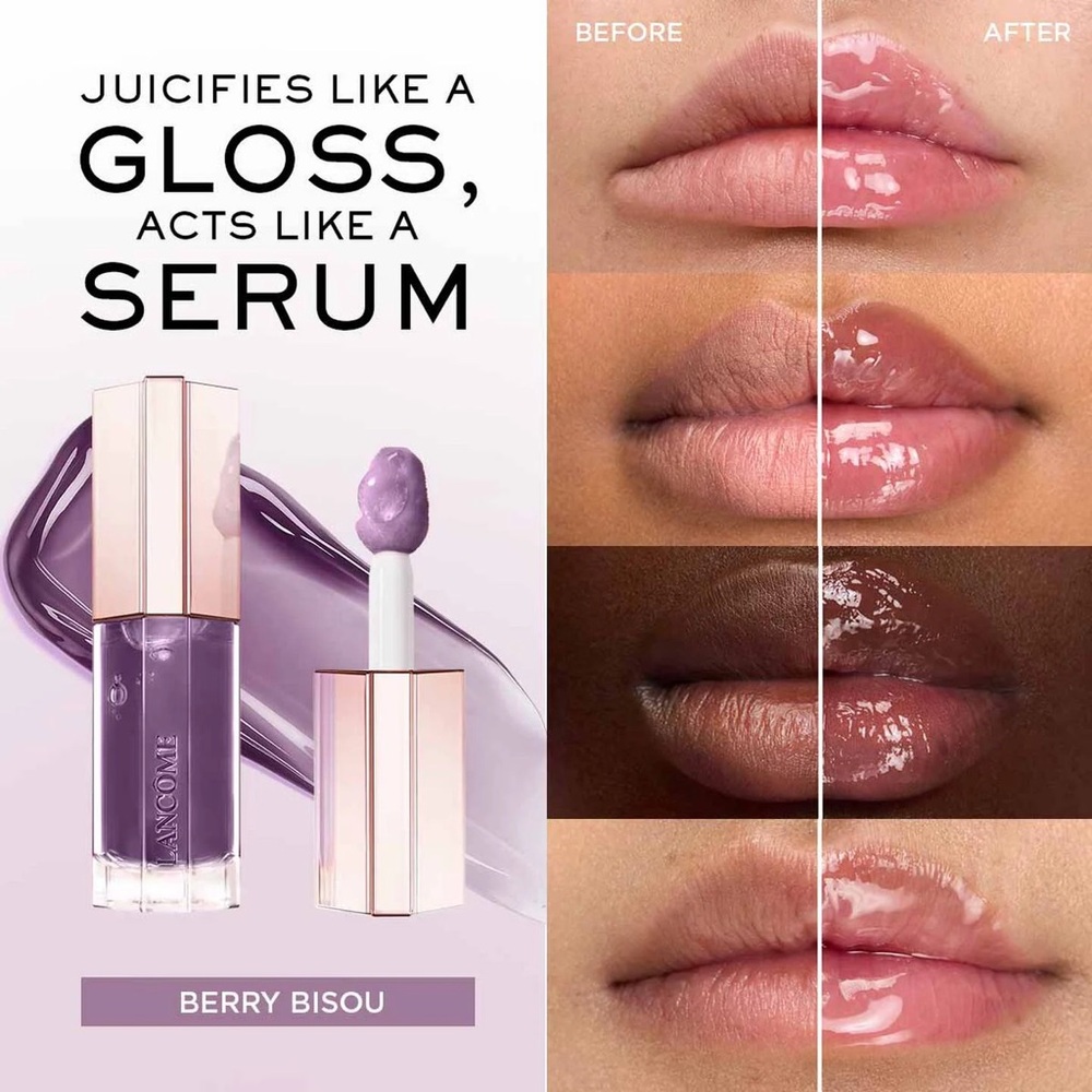 NIB Lancome Lip Idole JUICYTREAT Oil-In-Gloss Lipgloss in Berry Bisou/Blackberry